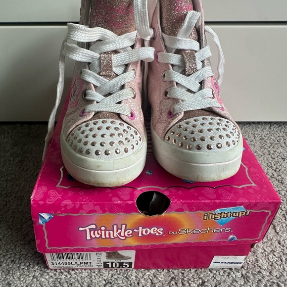 Skechers Twinkle Toes Pink Glitter Sneakers girls size 10.5 like new - Picture 1 of 10